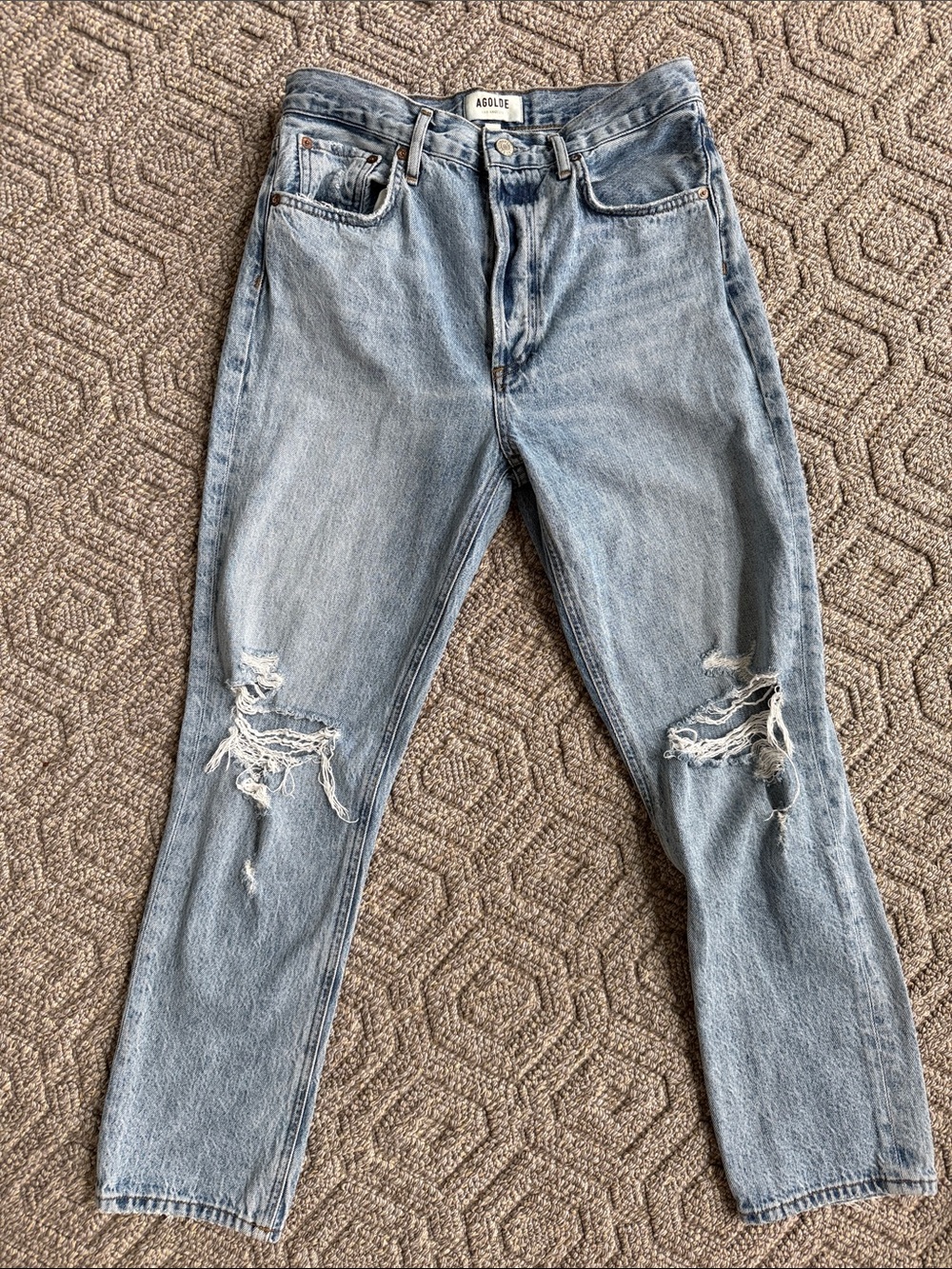 Agolde Riley High Rise Straight Crop Jeans in Blitz